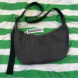 BAGGU medium crescent gray denim crossbody